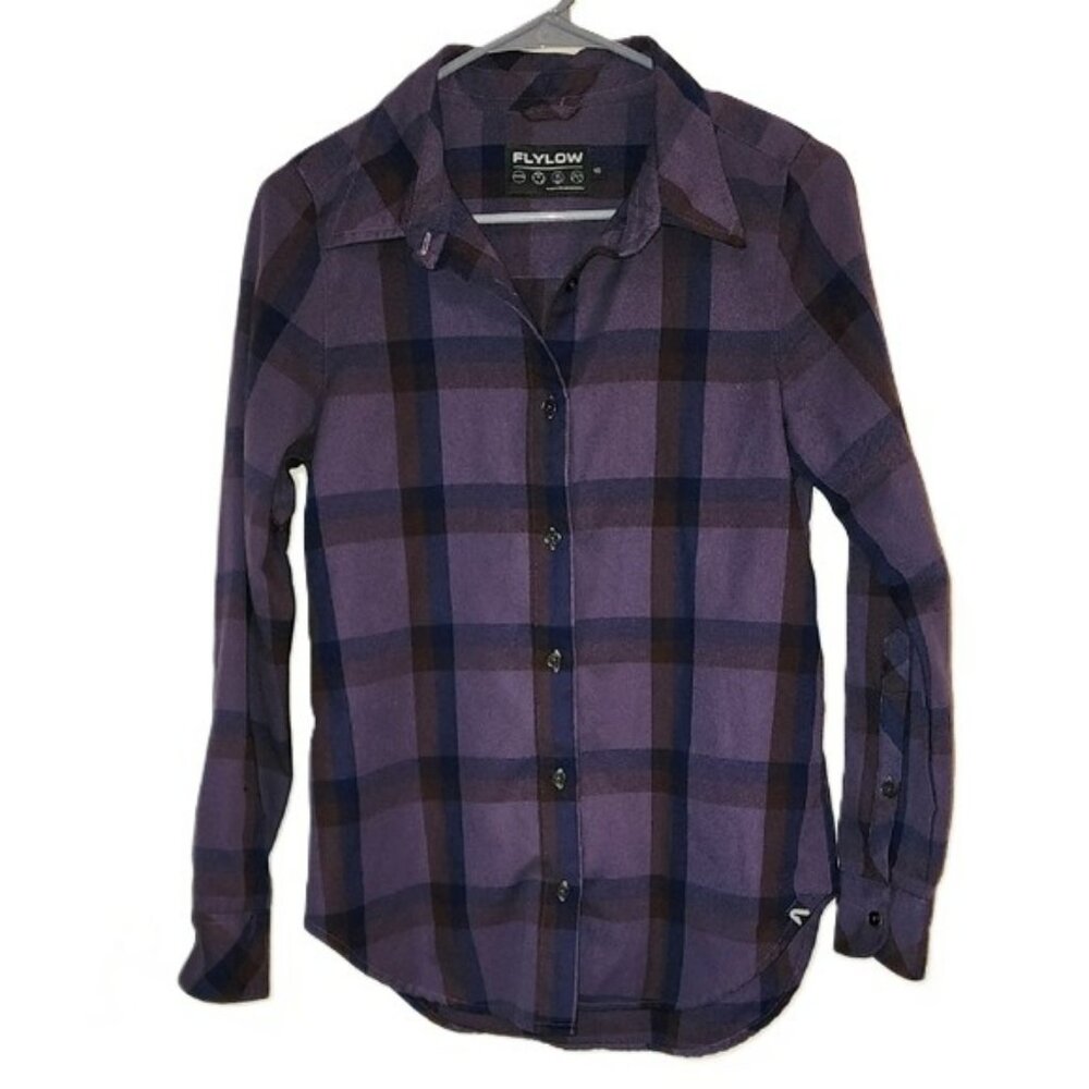 Flylow Bridgette Women's Outdoor Hiking Tech Flannel Button Down Shirt Sz Small